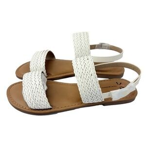 Isaac Mizrahi Live Rosalyn Womens‎ Size 7.5M White Woven Sandals Summer Beach